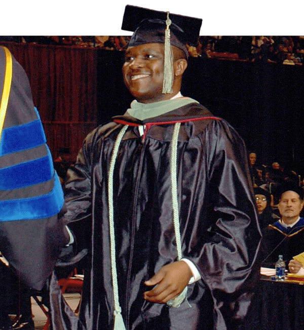 Sixtus Atabong graduating from Texas Tech with his Master's of Science in Physician Assistant Studies in 2005