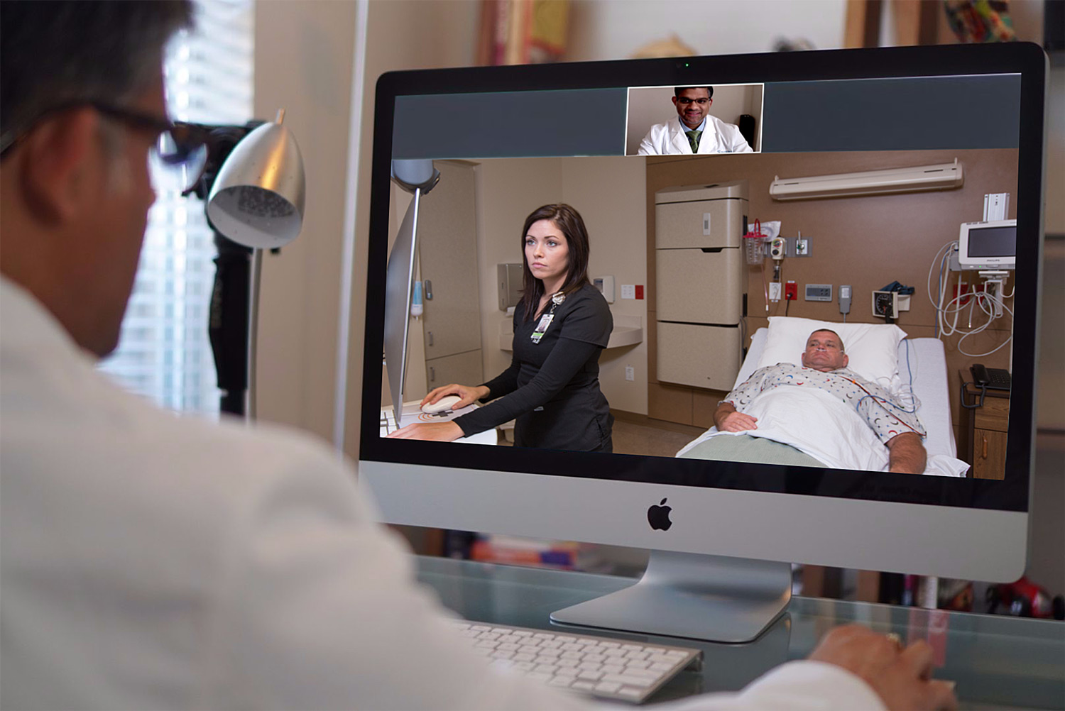 man remotely consulting with patients through facetime feature
